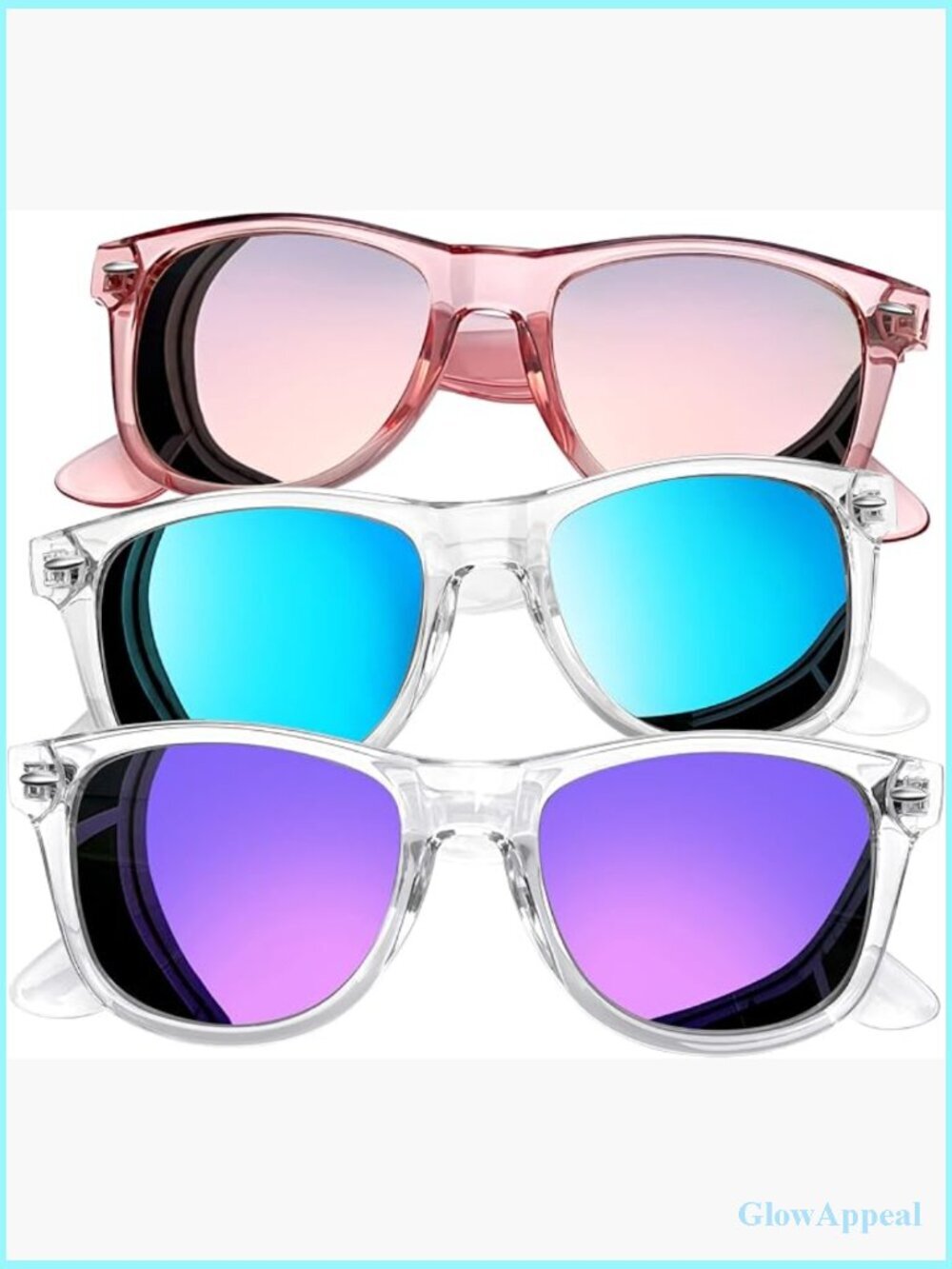 3 Pack Square Polarized Sunglasses UV Protection Trendy Shades